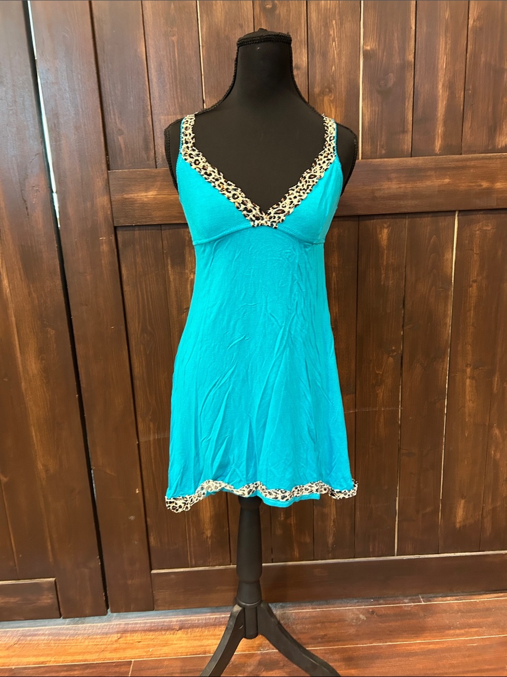 Honeydew Intimates Turquoise Swim Cover-Up with Leopard Trim